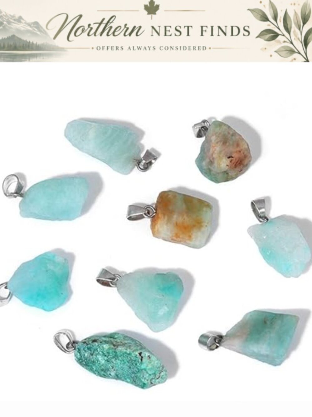 10pc Raw Natural Stone Pendant Crystal Charm for Jewelry Making DIY Necklace